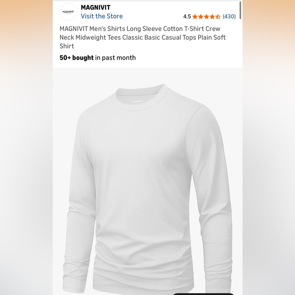 Men's Long Sleeve Crew Neck T-Shirt — White